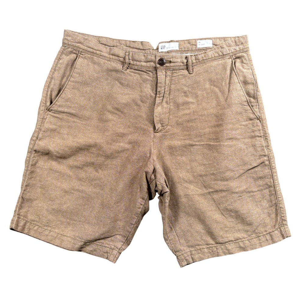 Gap Linen Shorts Mens 34 (Tag 33) Khaki Coastal Old Money Quiet Luxury Summer